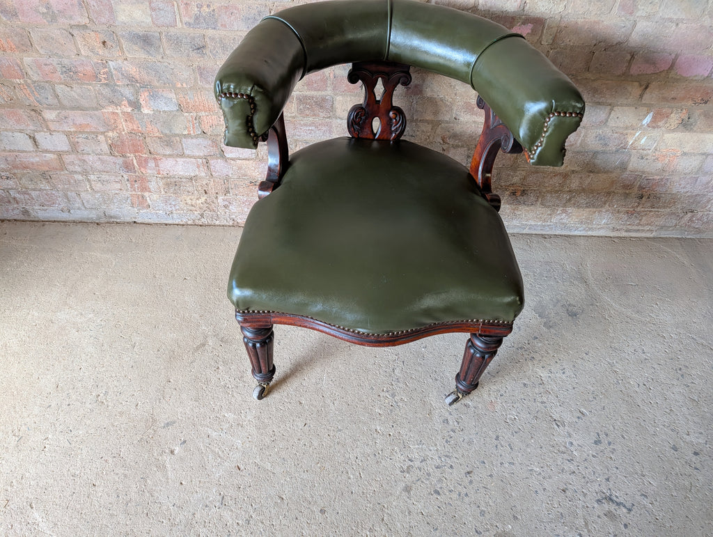 Antique Victorian Mahogany Tub Chair / Desk Chair