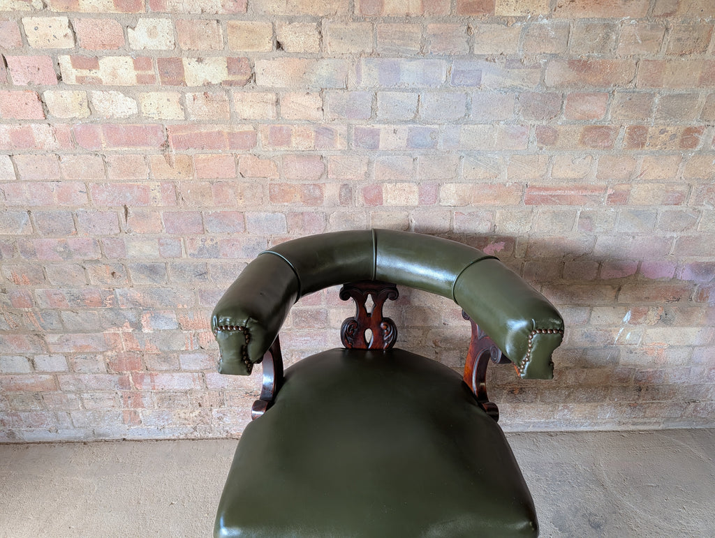 Antique Victorian Mahogany Tub Chair / Desk Chair