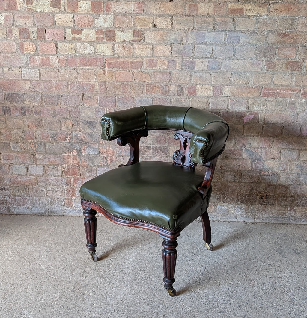 Antique Victorian Mahogany Tub Chair / Desk Chair