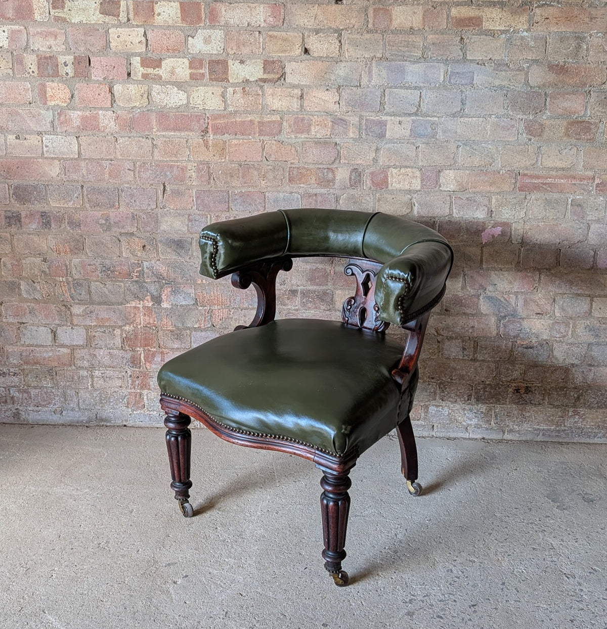 Antique Victorian Mahogany Tub Chair / Desk Chair