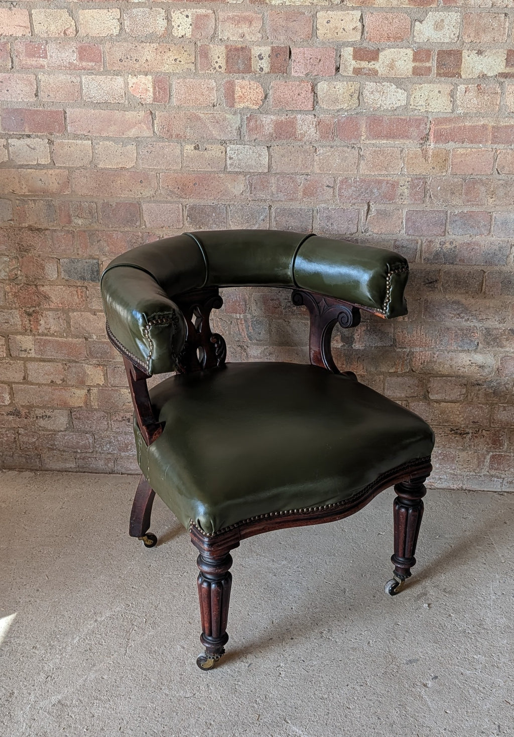 Antique Victorian Mahogany Tub Chair / Desk Chair