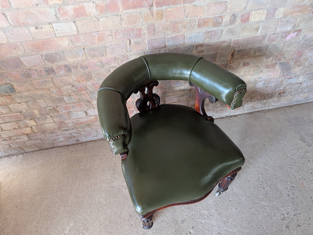 Antique Victorian Mahogany Tub Chair / Desk Chair