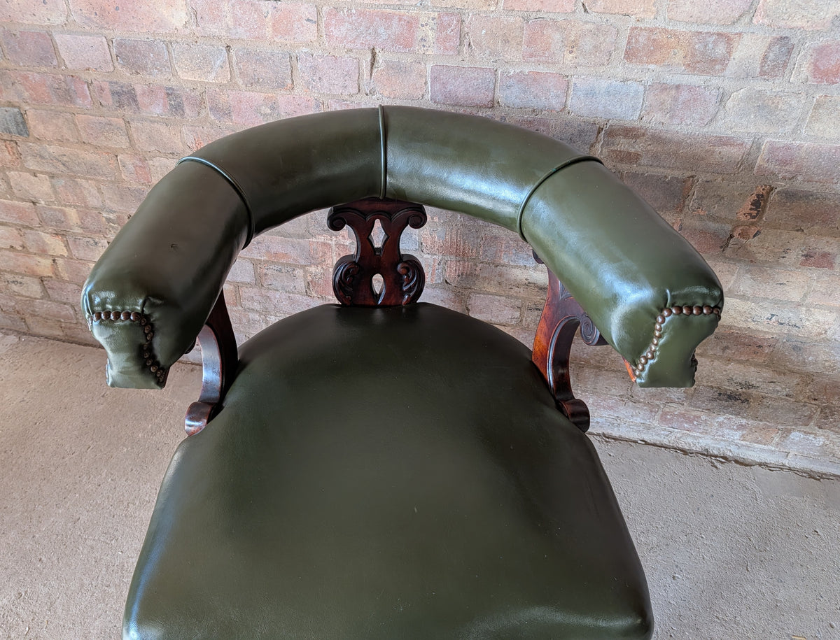 Antique Victorian Mahogany Tub Chair / Desk Chair