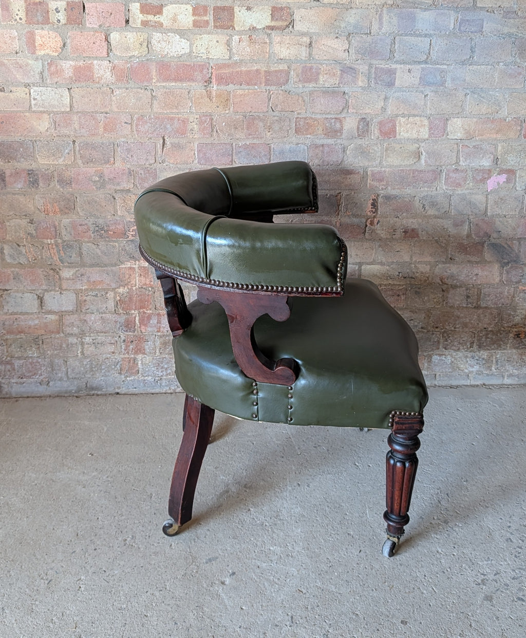 Antique Victorian Mahogany Tub Chair / Desk Chair