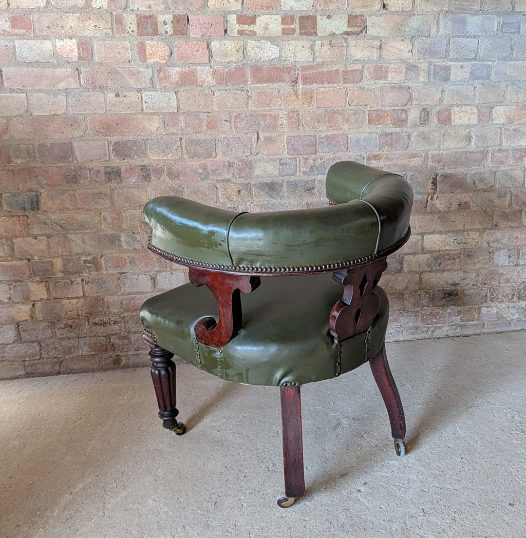 Antique Victorian Mahogany Tub Chair / Desk Chair