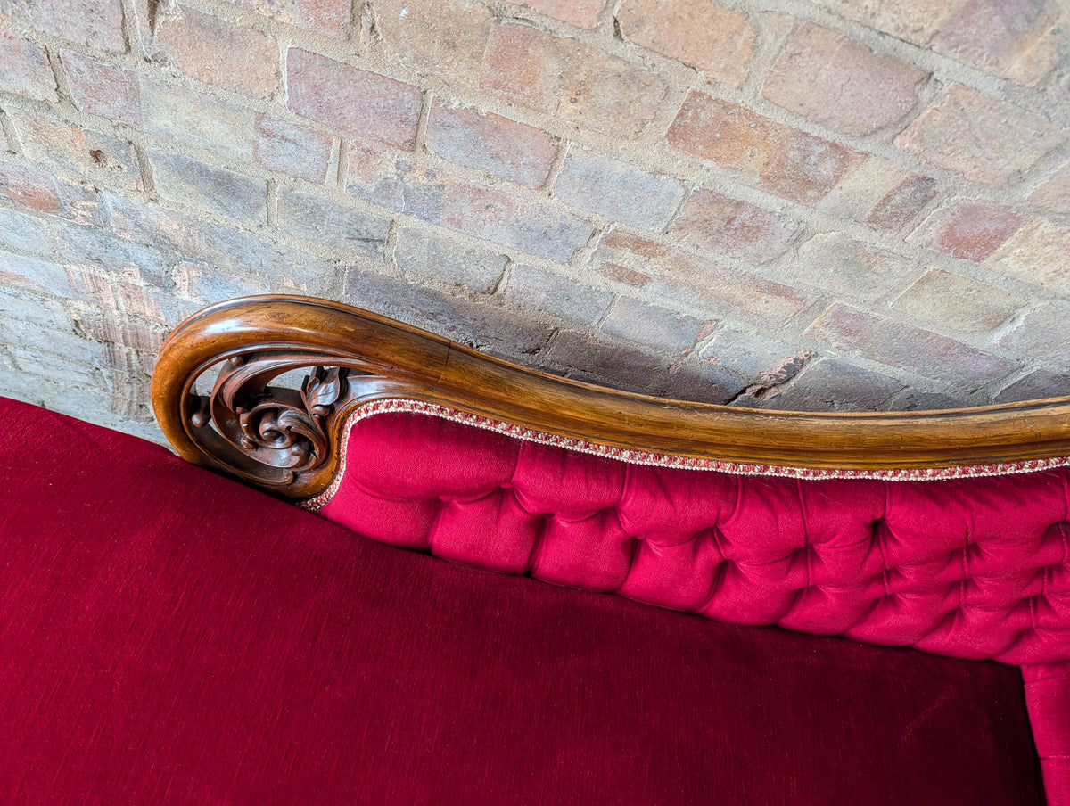 Victorian Scroll End Antique Chaise Longue Walnut Lounge Sofa Day Bed