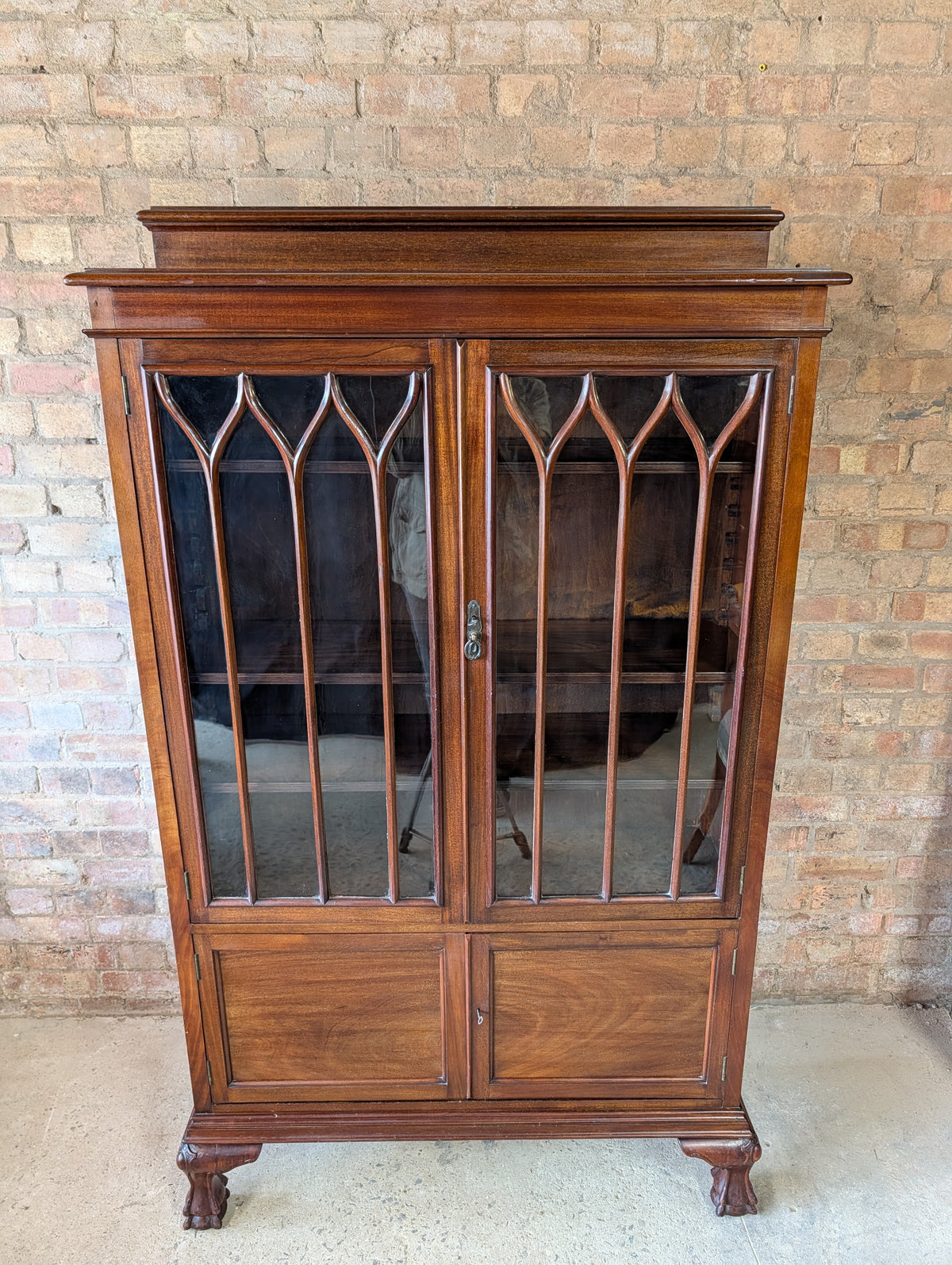 Antique Early 20th Century Mahogany Chippendale Style Glazed Bookcase