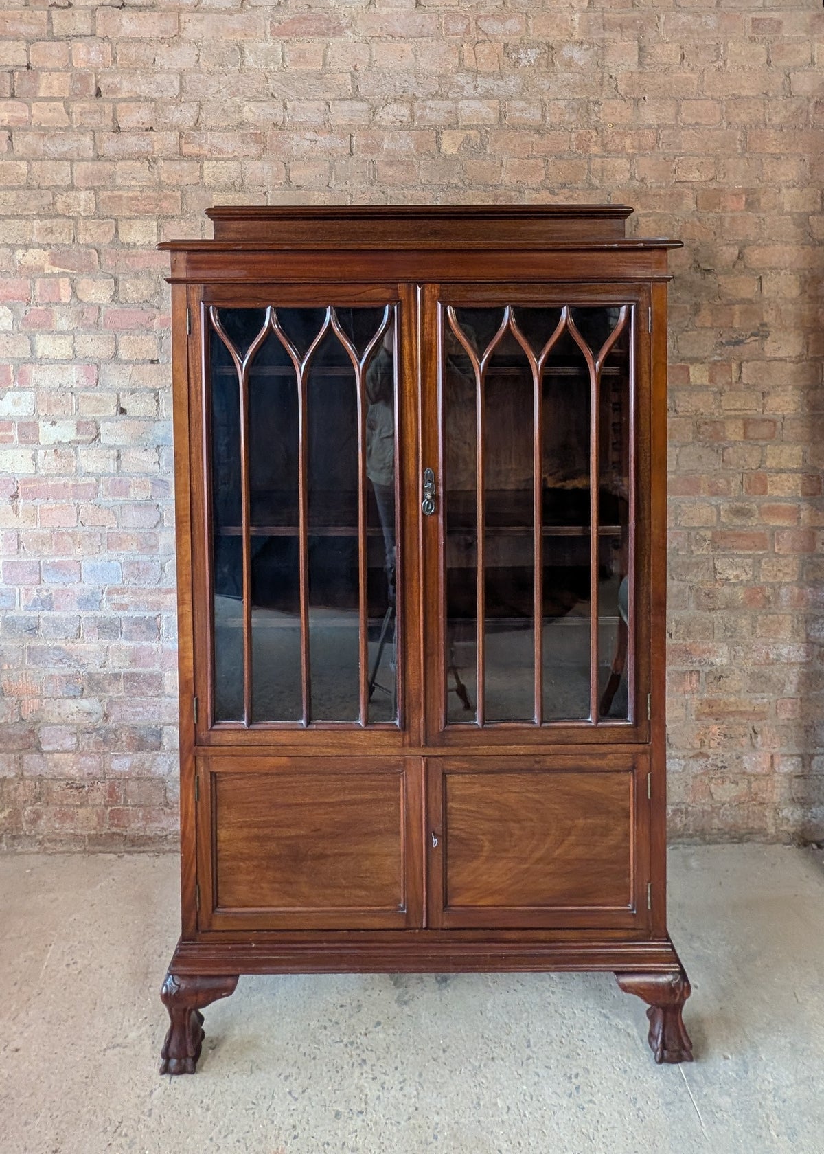 Antique Early 20th Century Mahogany Chippendale Style Glazed Bookcase