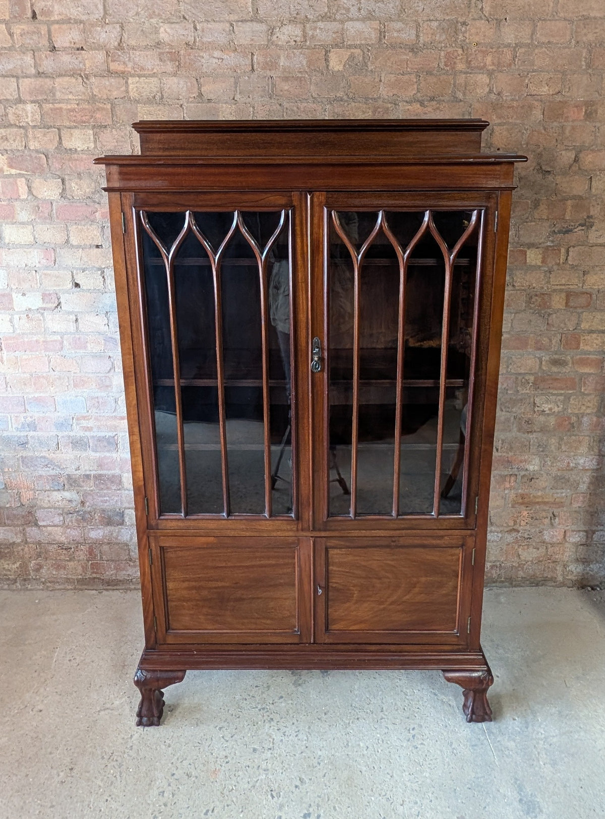 Antique Early 20th Century Mahogany Chippendale Style Glazed Bookcase