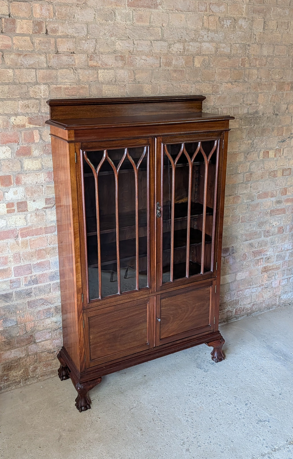 Antique Early 20th Century Mahogany Chippendale Style Glazed Bookcase