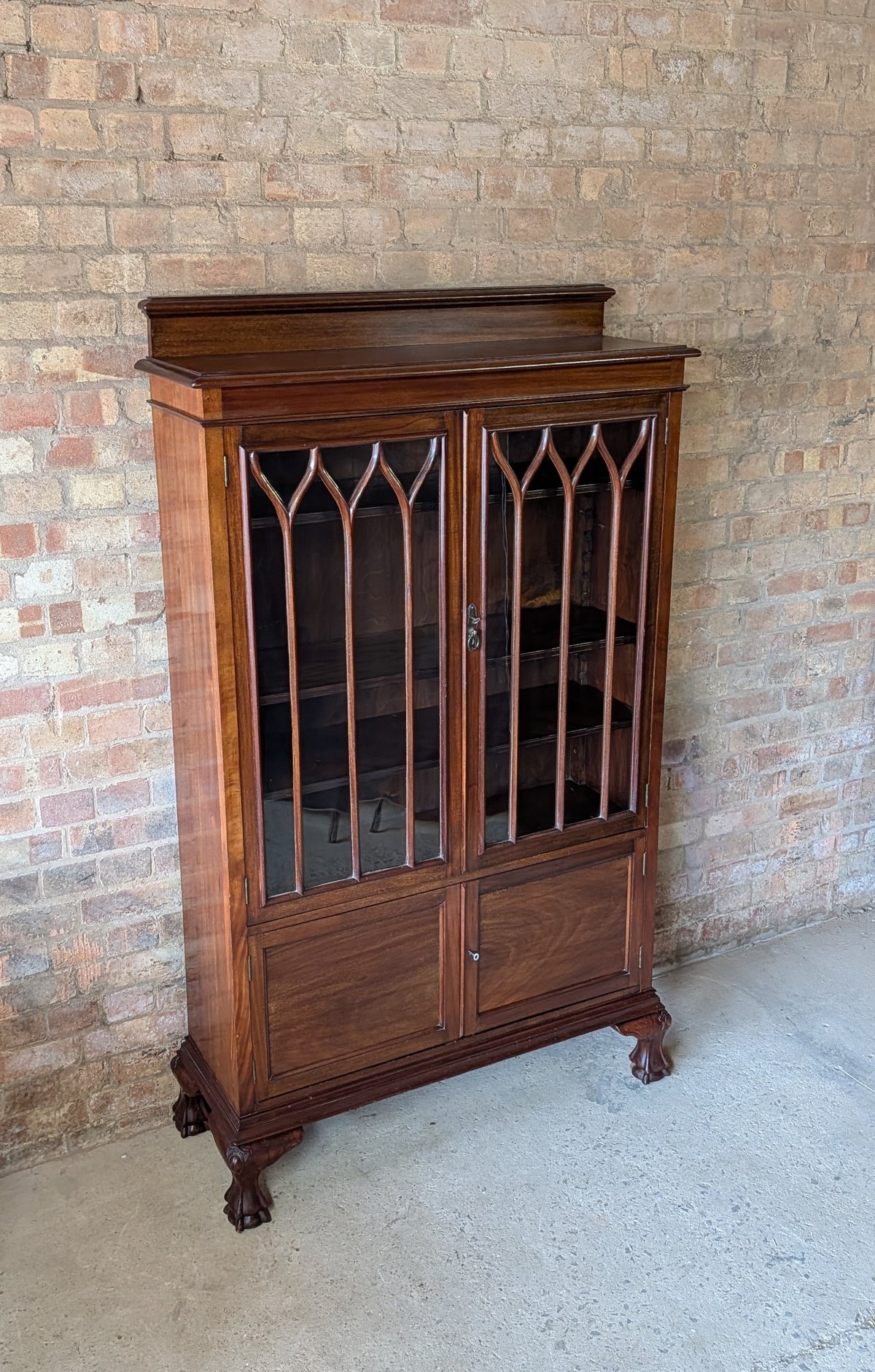 Antique Early 20th Century Mahogany Chippendale Style Glazed Bookcase