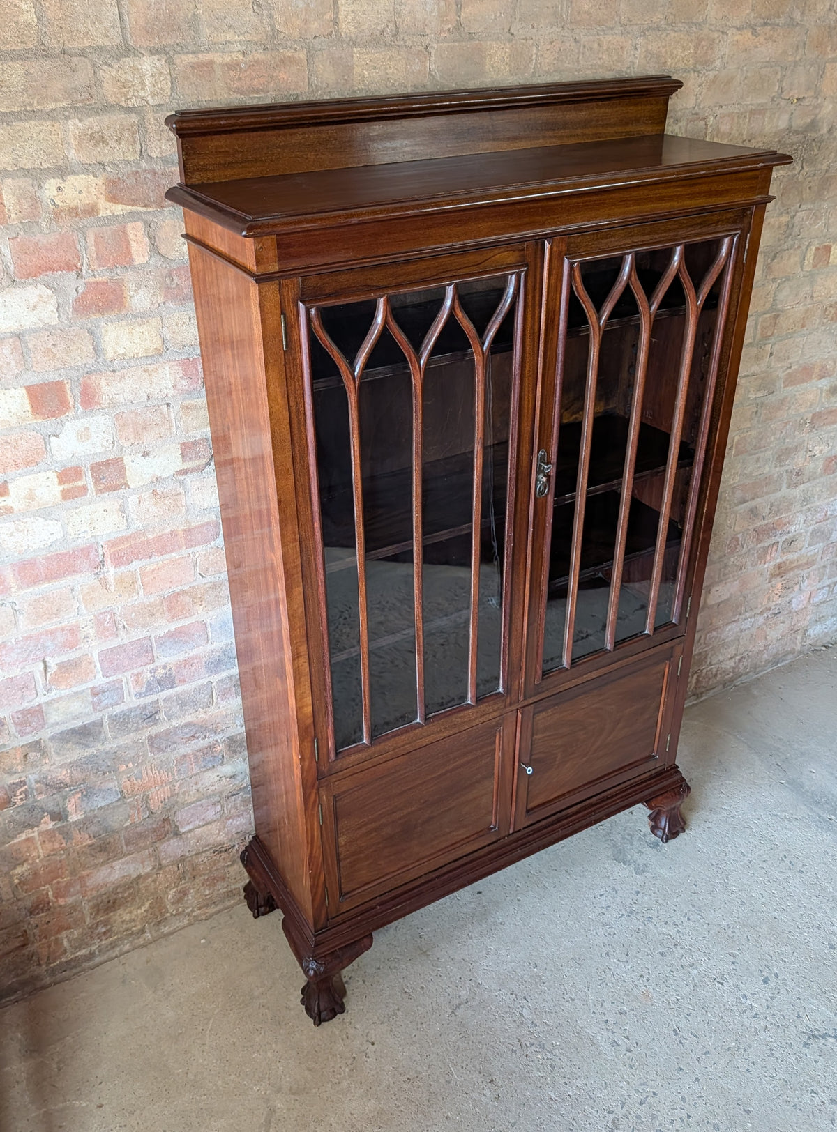 Antique Early 20th Century Mahogany Chippendale Style Glazed Bookcase