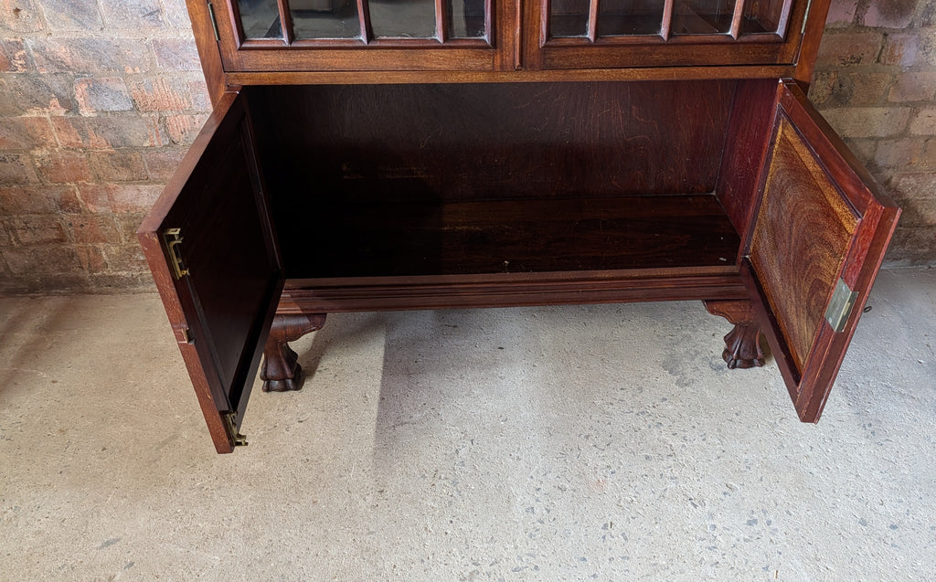Antique Early 20th Century Mahogany Chippendale Style Glazed Bookcase