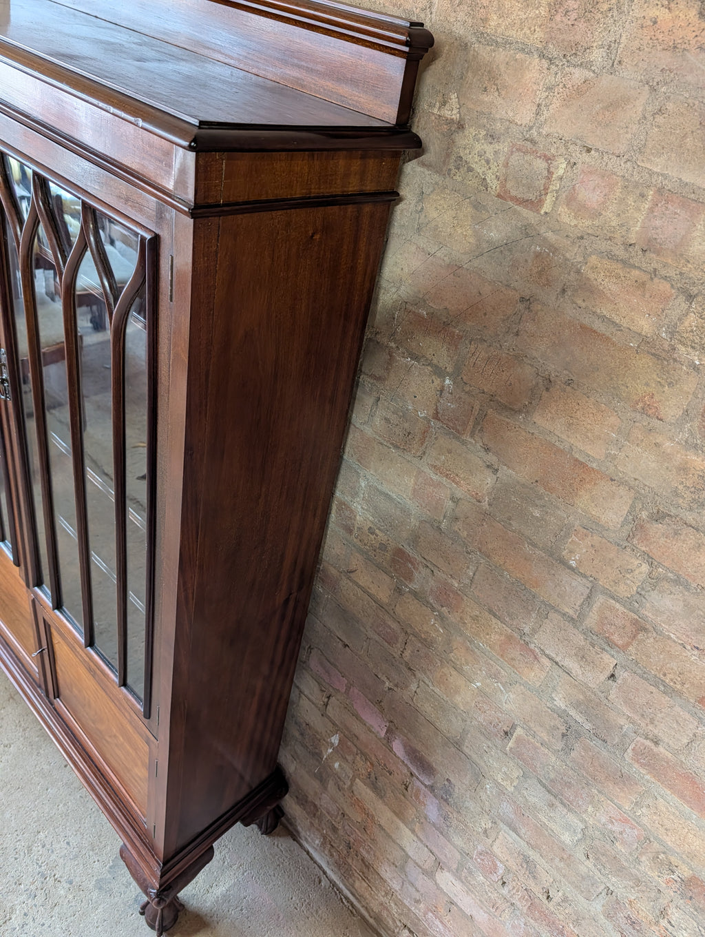 Antique Early 20th Century Mahogany Chippendale Style Glazed Bookcase