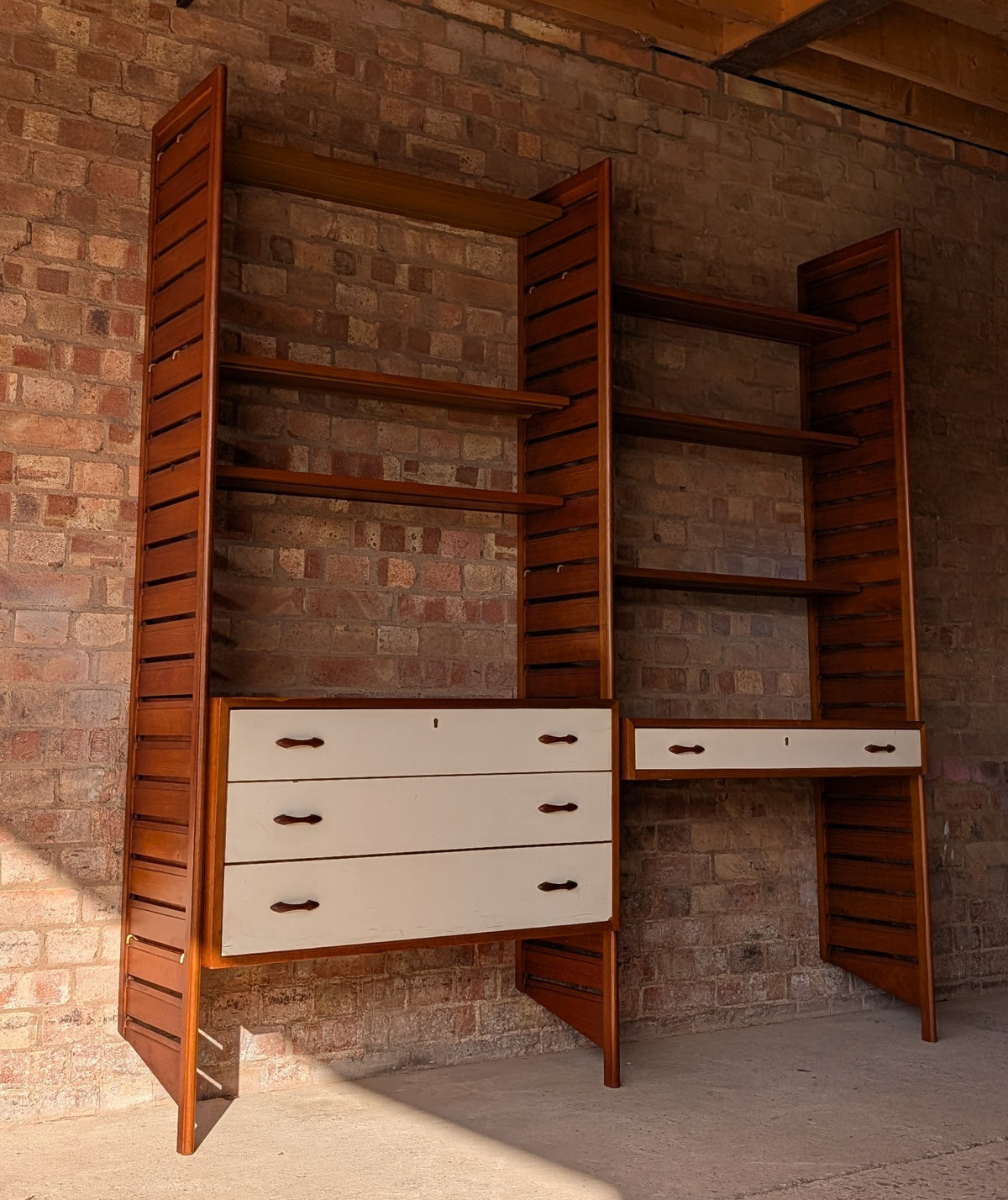 Mid Century Teak Ladderax Modular Shelving System 2 Bays