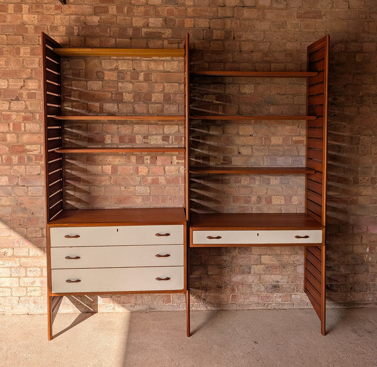 Mid Century Teak Ladderax Modular Shelving System 2 Bays