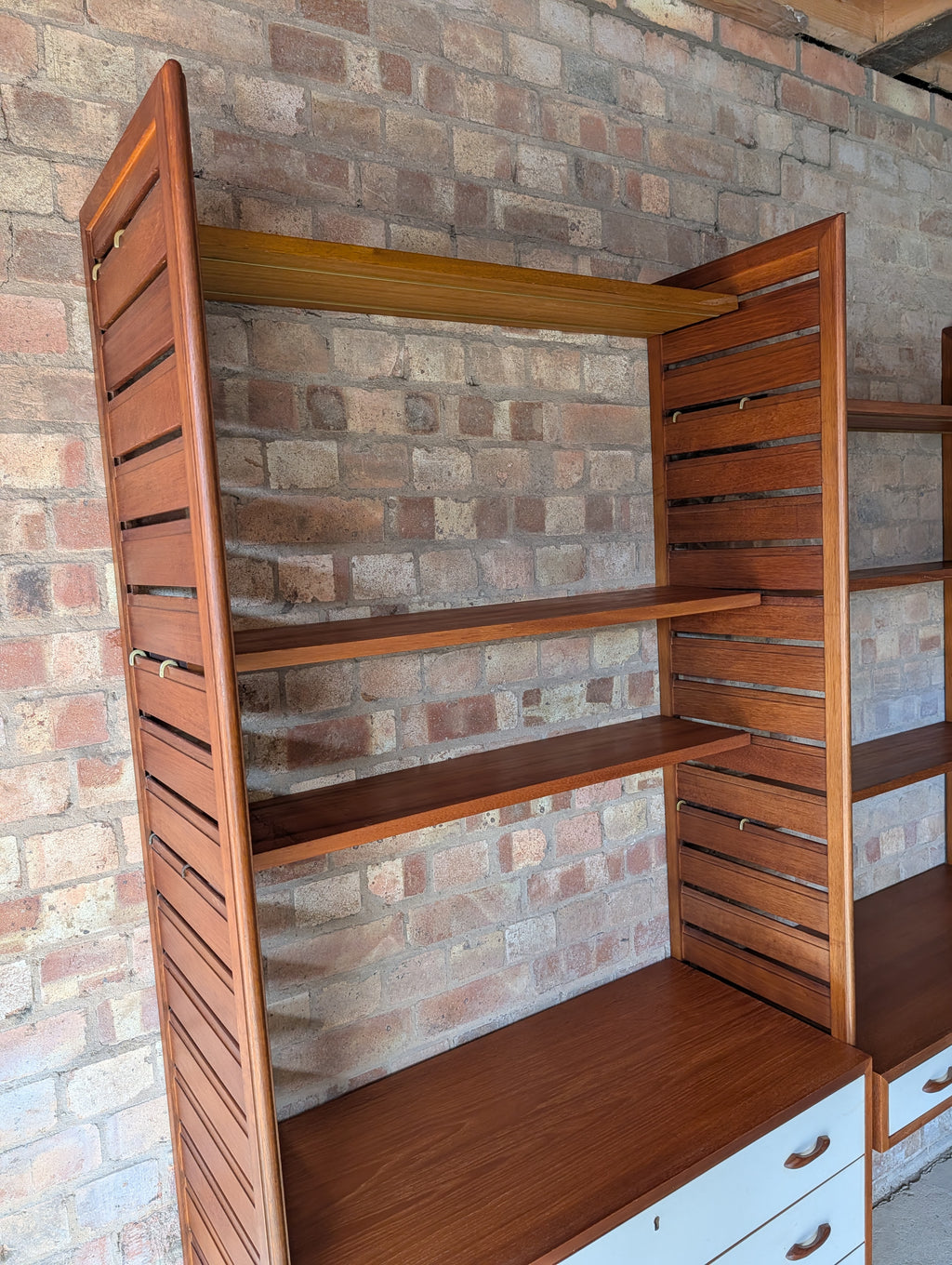 Mid Century Teak Ladderax Modular Shelving System 2 Bays