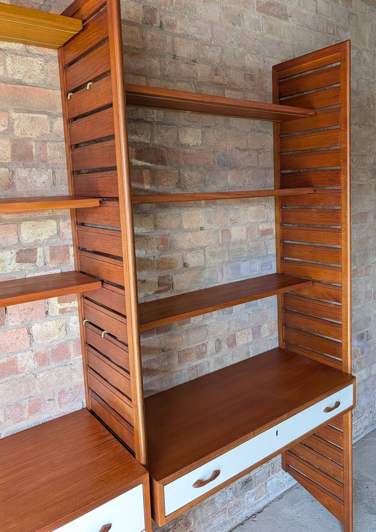 Mid Century Teak Ladderax Modular Shelving System 2 Bays