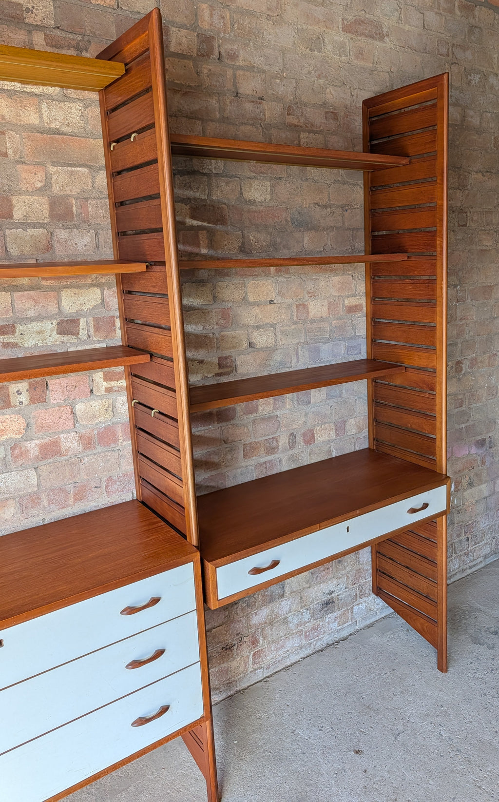 Mid Century Teak Ladderax Modular Shelving System 2 Bays