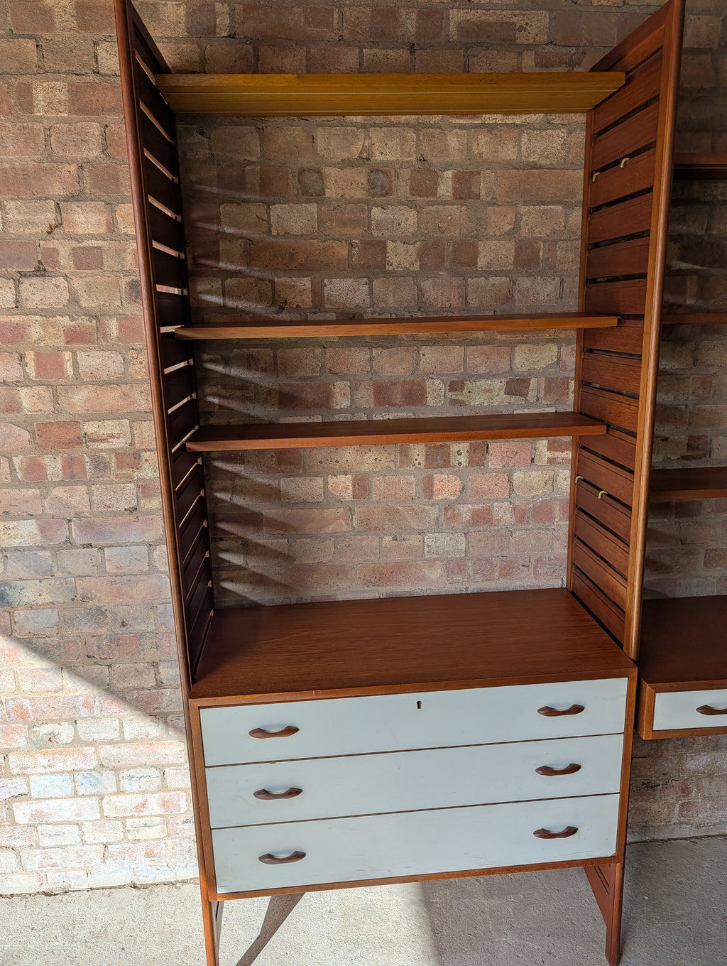 Mid Century Teak Ladderax Modular Shelving System 2 Bays