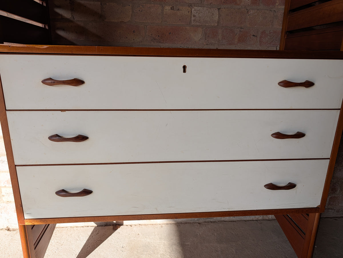 Mid Century Teak Ladderax Modular Shelving System 2 Bays