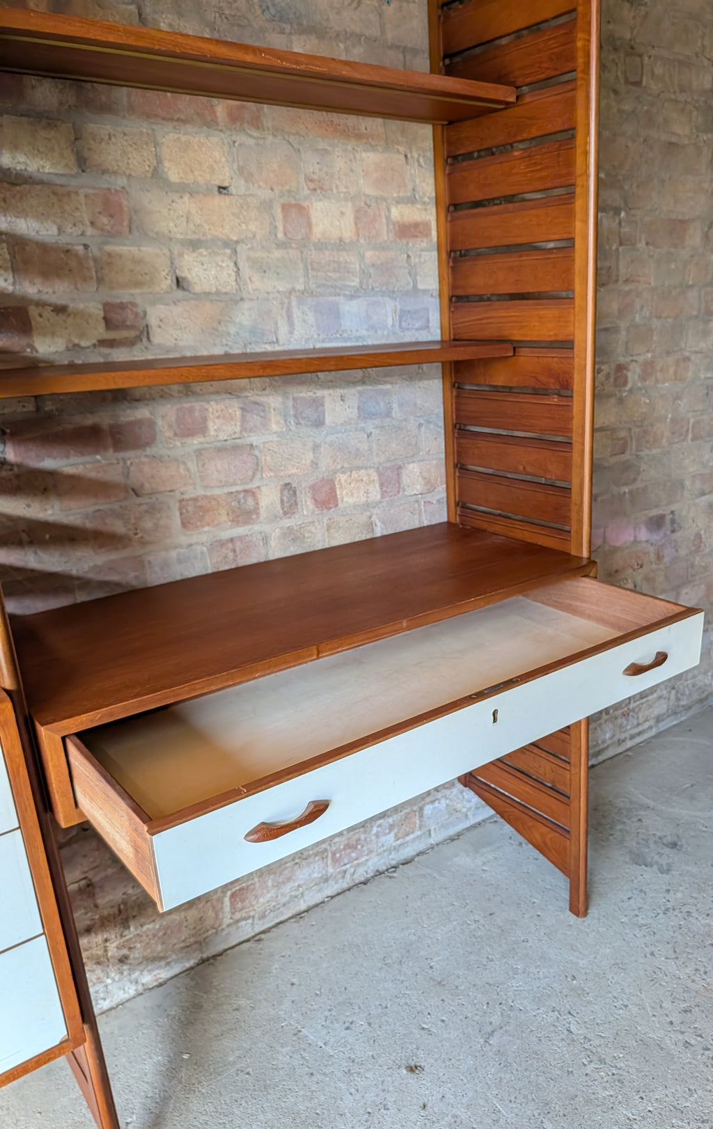 Mid Century Teak Ladderax Modular Shelving System 2 Bays