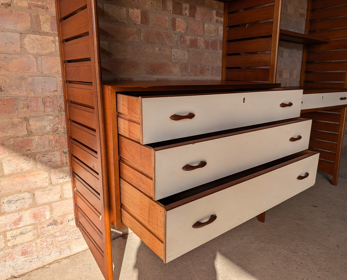 Mid Century Teak Ladderax Modular Shelving System 2 Bays