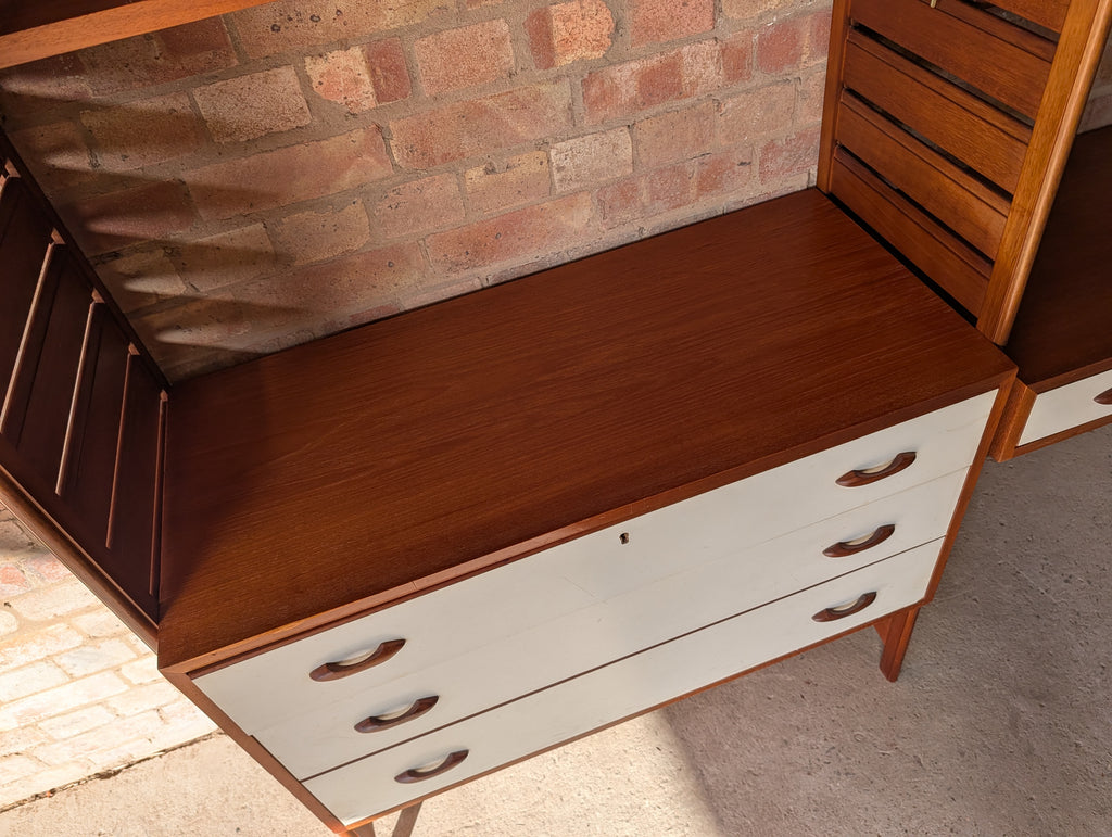 Mid Century Teak Ladderax Modular Shelving System 2 Bays