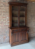 Antique Early 20th Century Oak Glazed Tall Library Bookcase