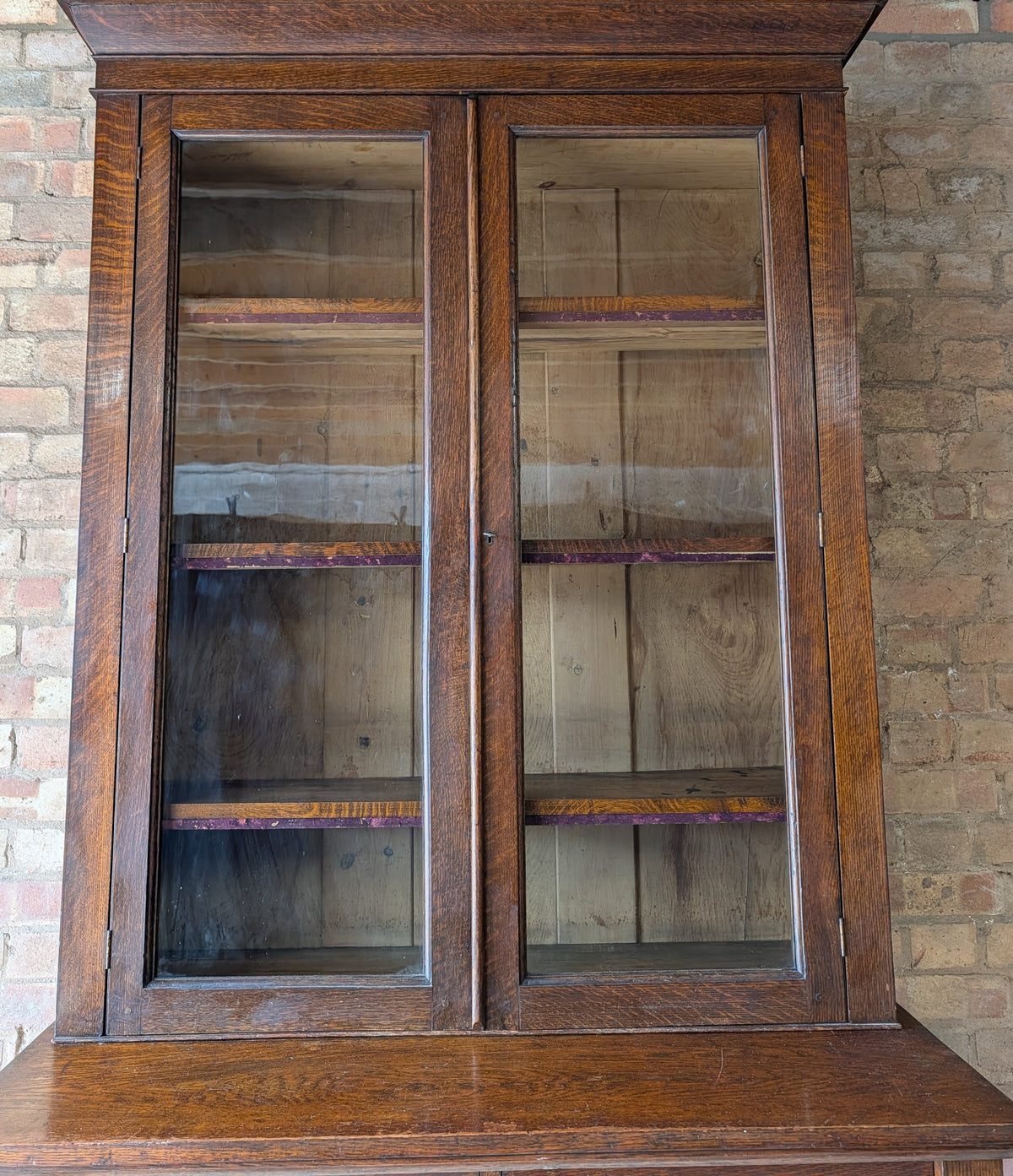 Antique Early 20th Century Oak Glazed Tall Library Bookcase