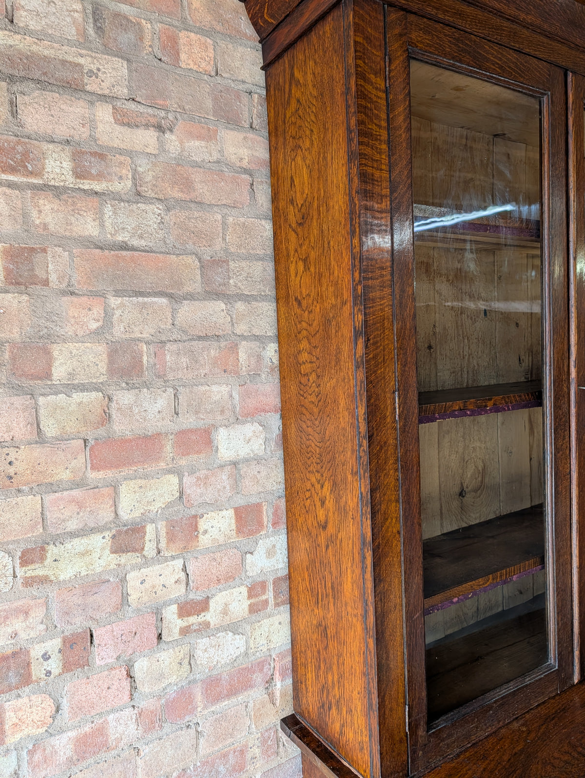 Antique Early 20th Century Oak Glazed Tall Library Bookcase