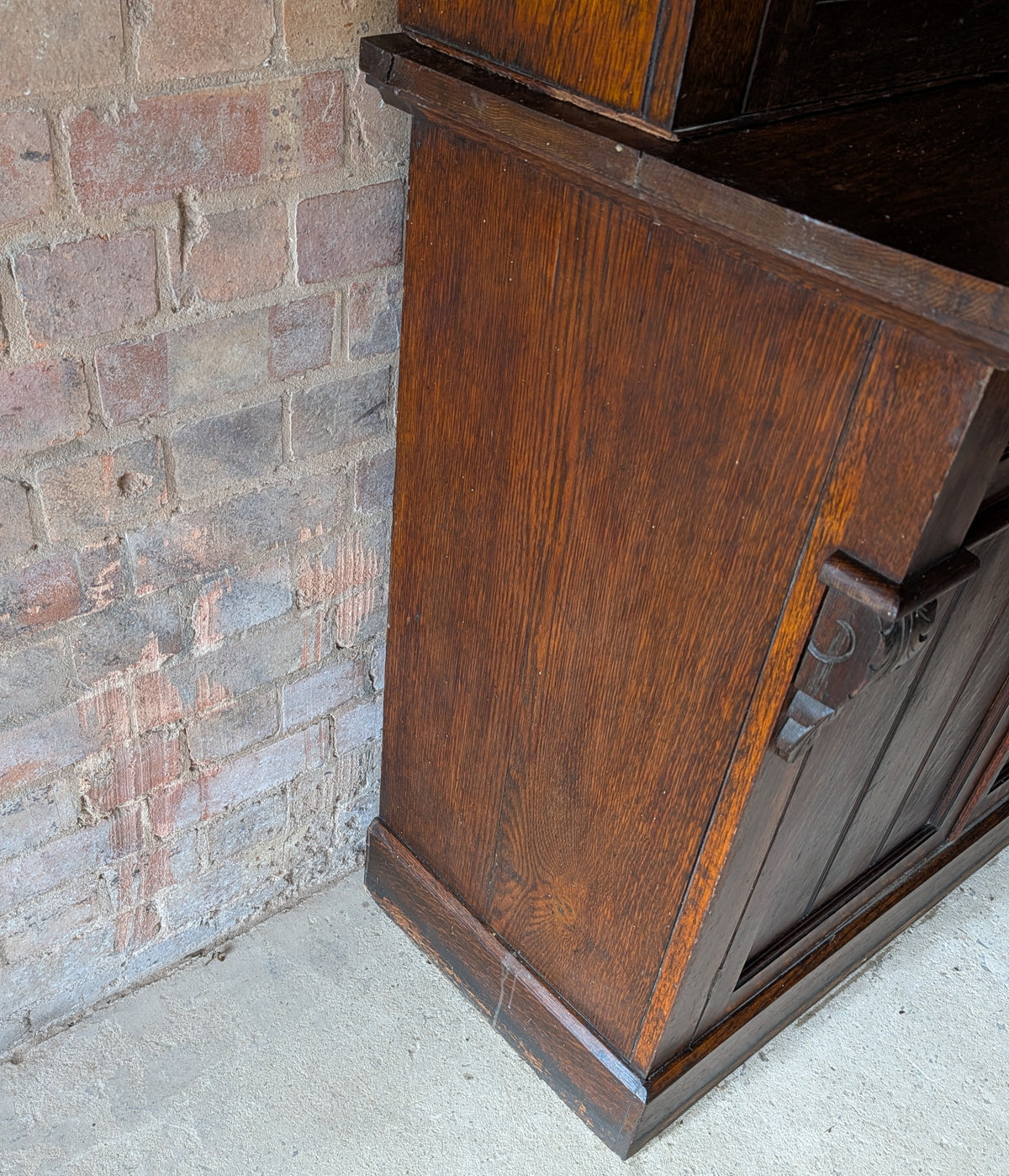 Antique Early 20th Century Oak Glazed Tall Library Bookcase