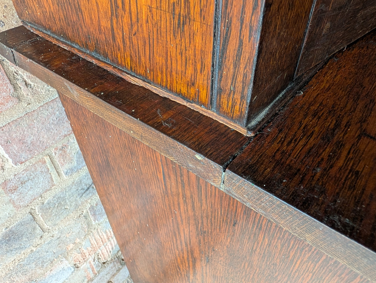 Antique Early 20th Century Oak Glazed Tall Library Bookcase