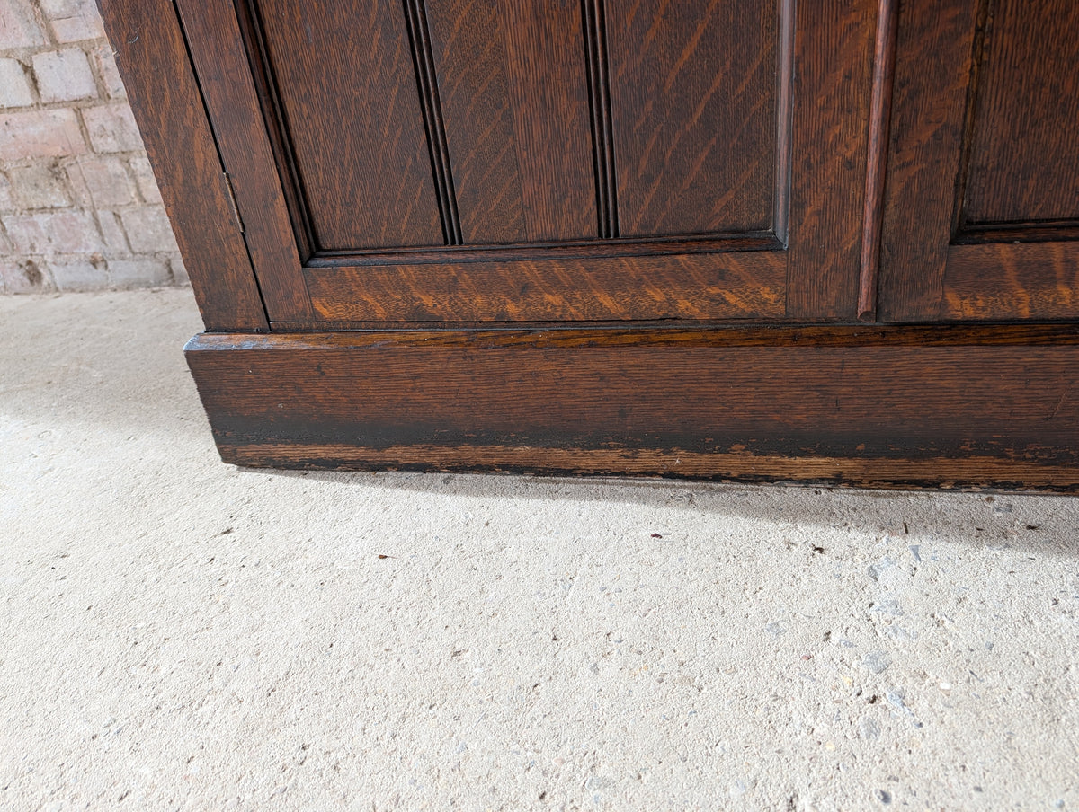 Antique Early 20th Century Oak Glazed Tall Library Bookcase