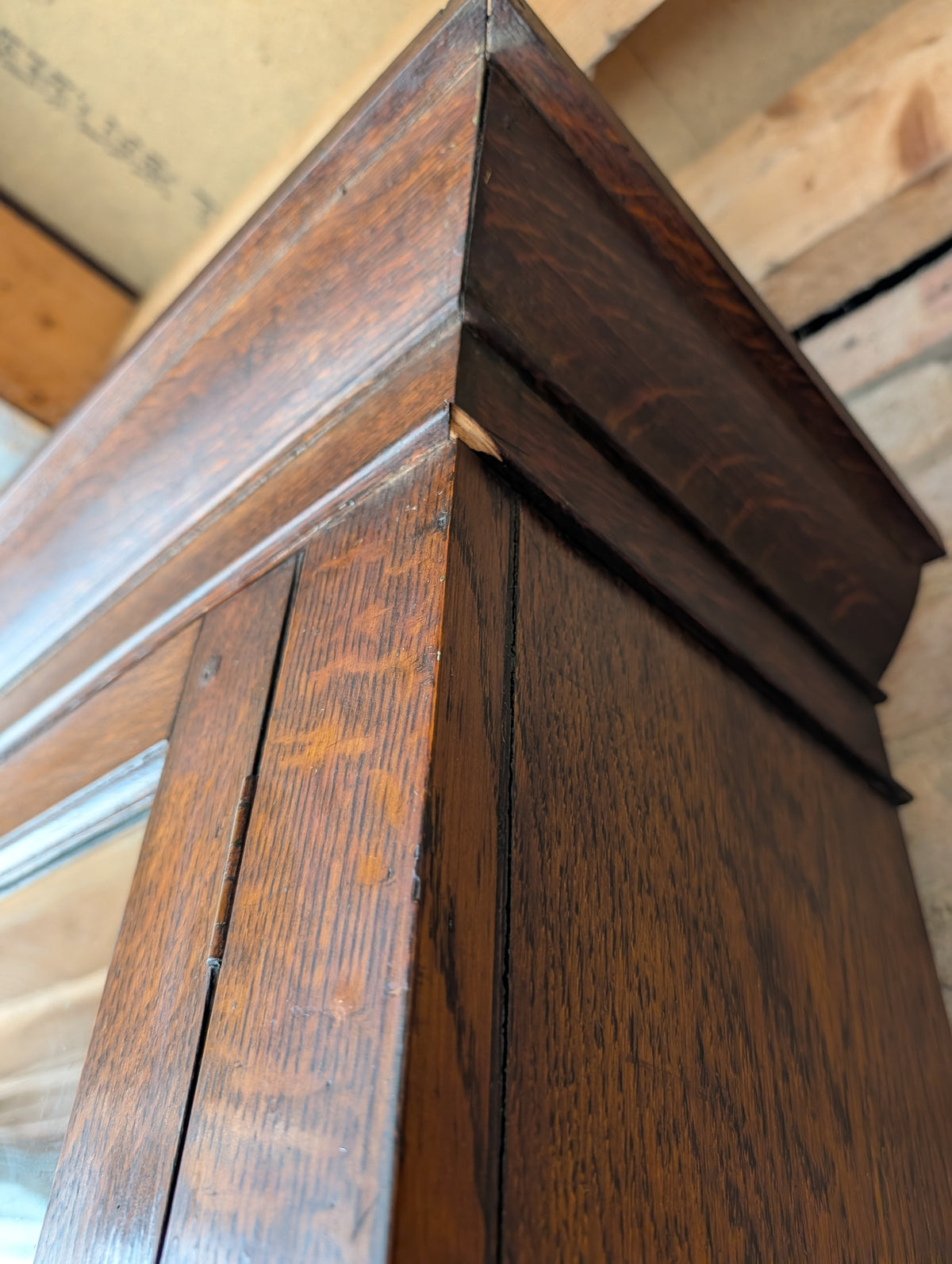 Antique Early 20th Century Oak Glazed Tall Library Bookcase