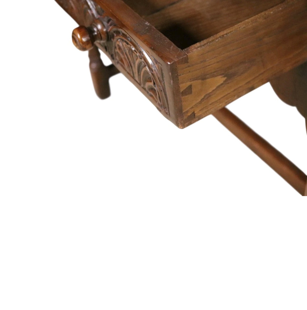 Early 20th Century Carved Oak Hall Table Bobbin Turned Tudor Style Antique Table