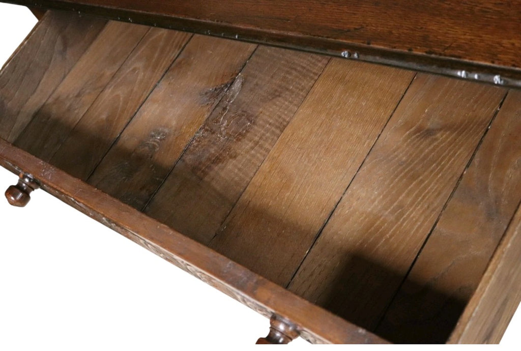 Early 20th Century Carved Oak Hall Table Bobbin Turned Tudor Style Antique Table