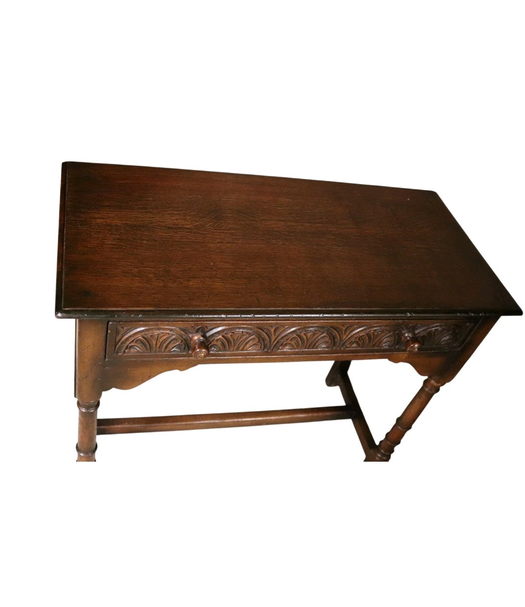 Early 20th Century Carved Oak Hall Table Bobbin Turned Tudor Style Antique Table