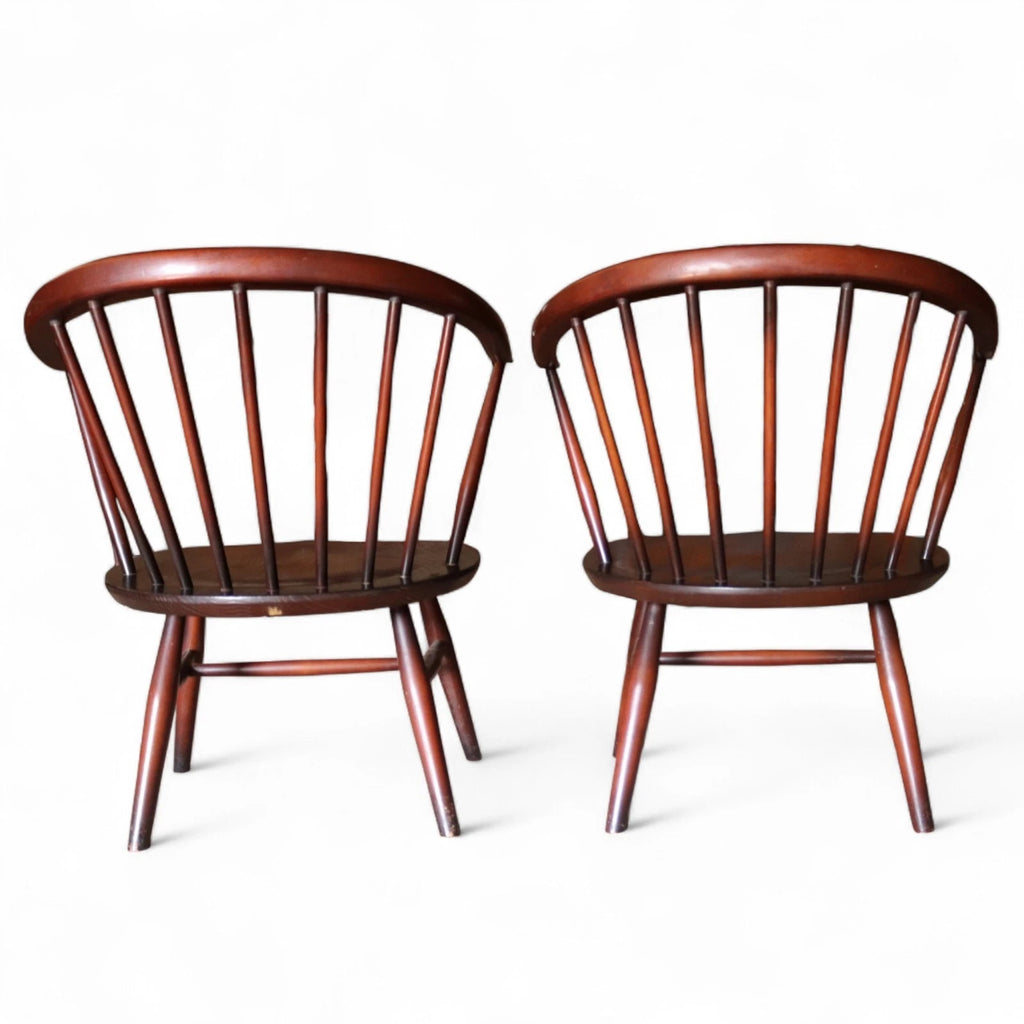Vintage Pair Of Ercol 541 Cowhorn Low Fireside Lounge Chairs / Armchairs