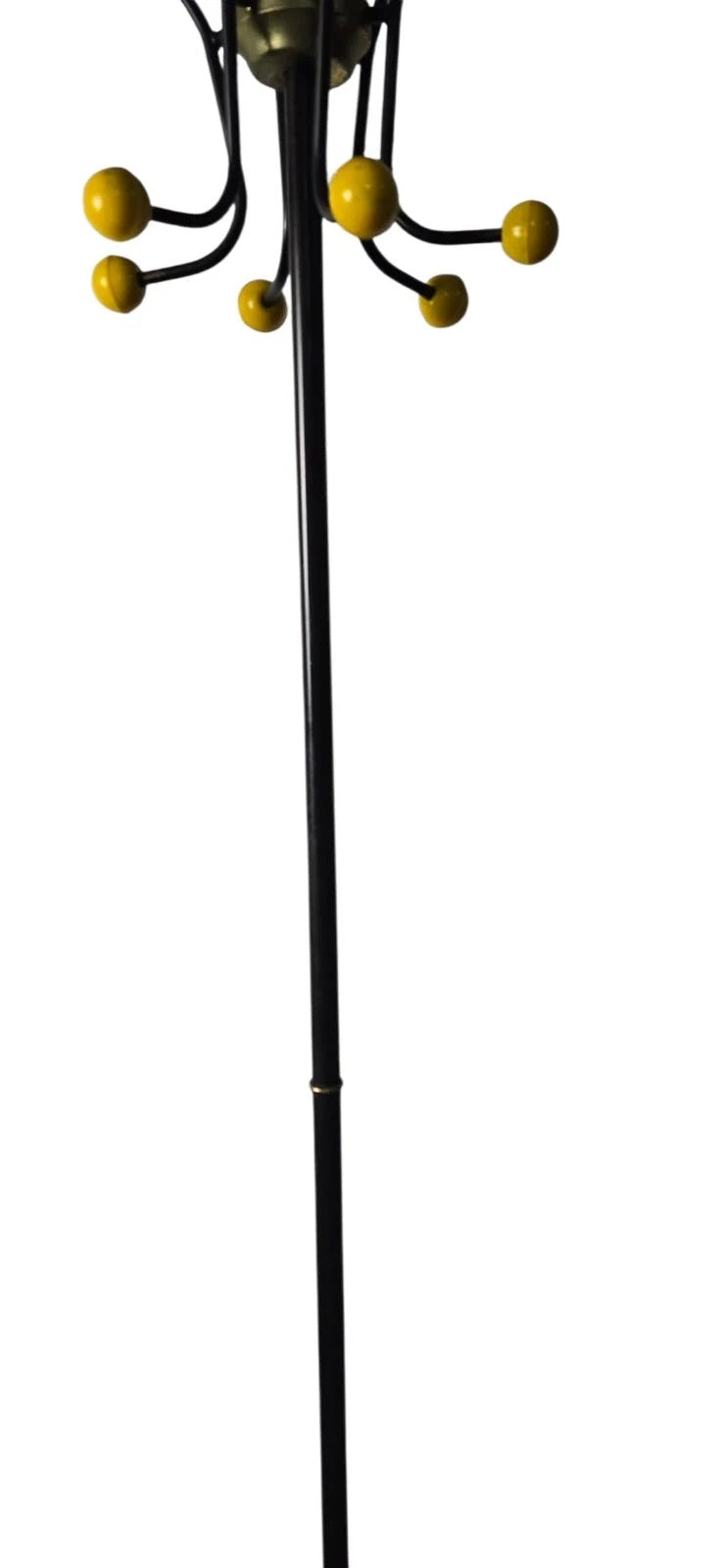 Vintage Mid Century Modern Coat Stand - Atomic Yellow Ball Finials - 1960s