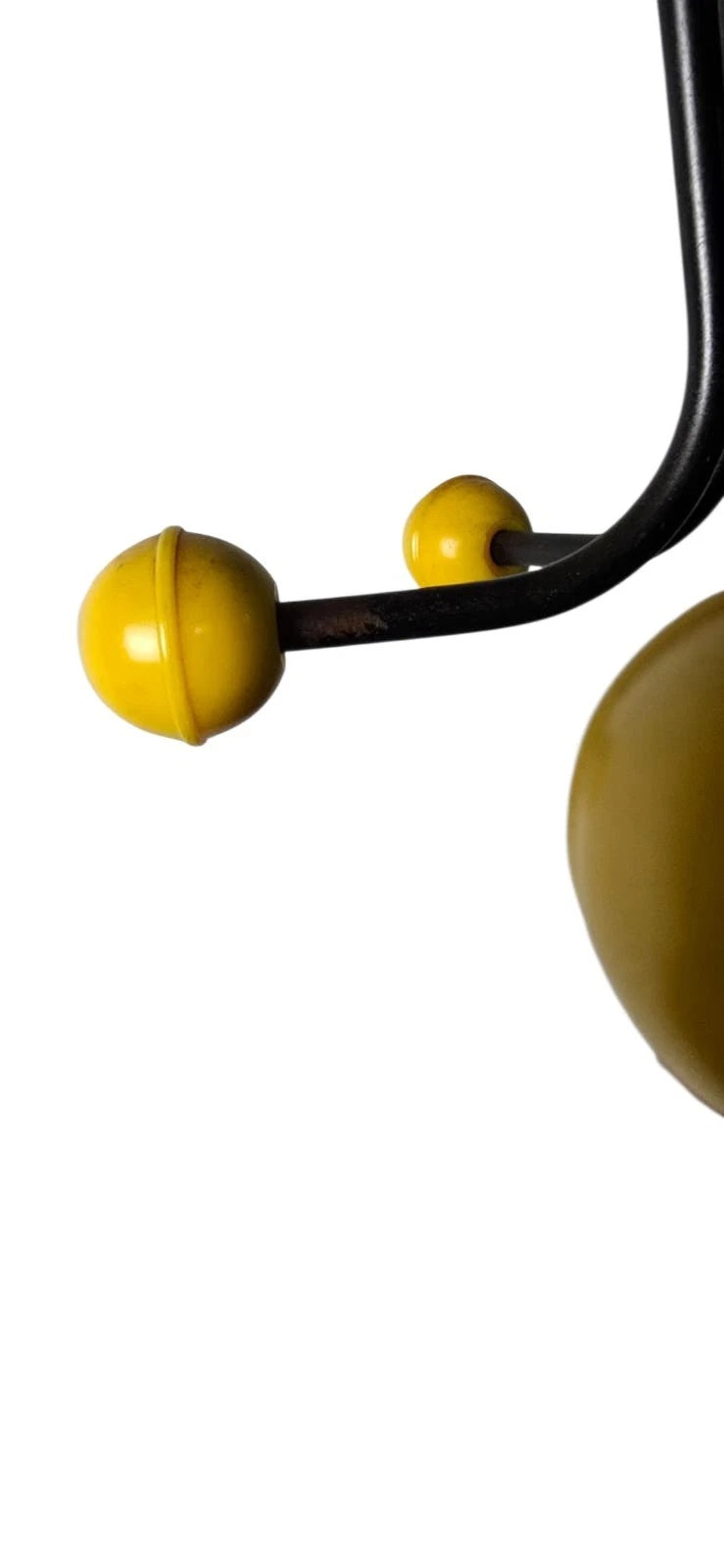 Vintage Mid Century Modern Coat Stand - Atomic Yellow Ball Finials - 1960s