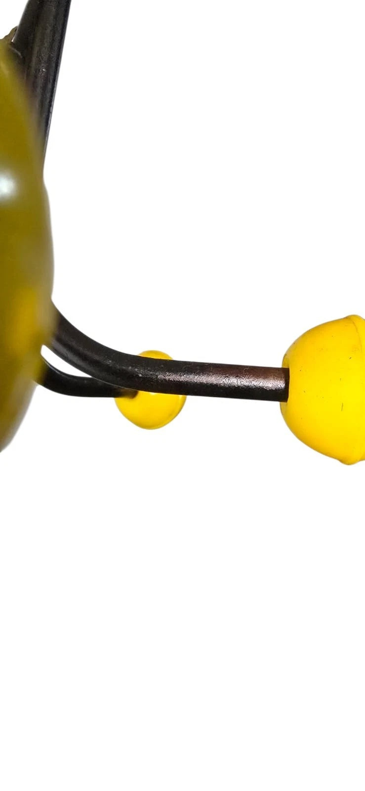 Vintage Mid Century Modern Coat Stand - Atomic Yellow Ball Finials - 1960s
