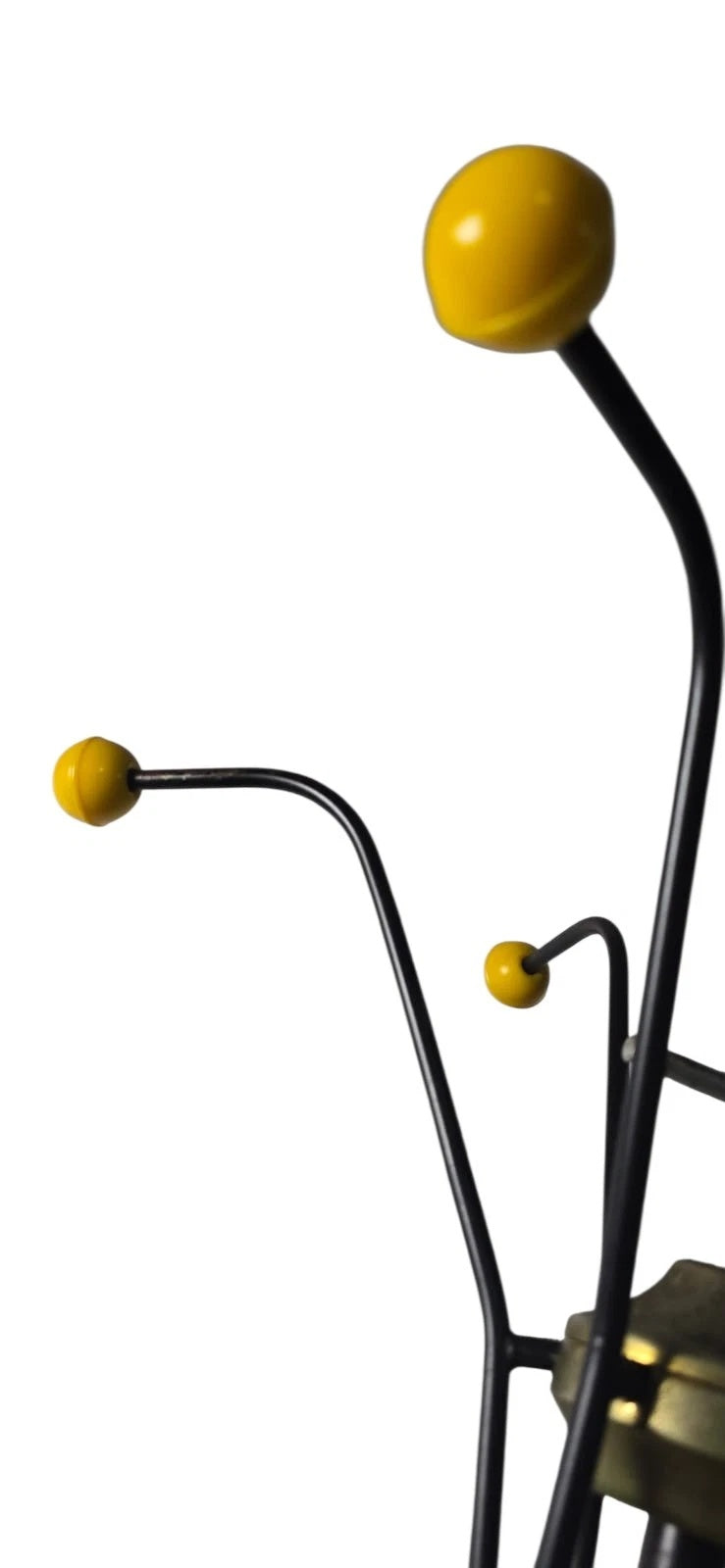 Vintage Mid Century Modern Coat Stand - Atomic Yellow Ball Finials - 1960s