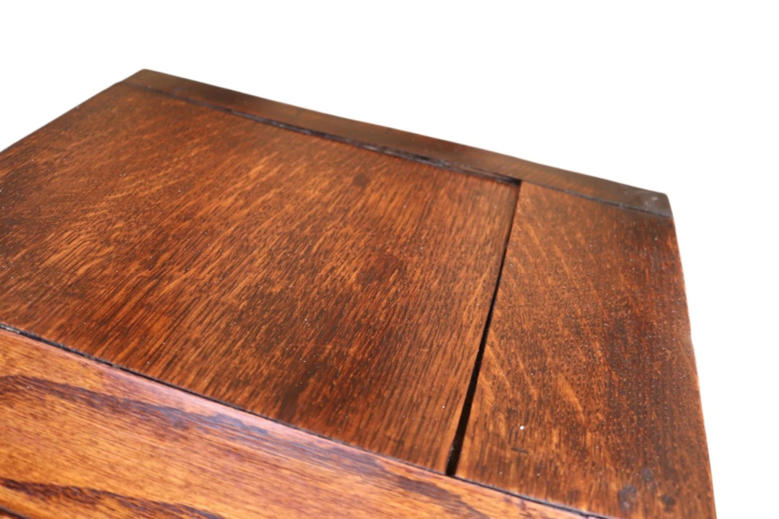 Antique Oak Leaded Glass Bookcase  Jacobean Revival Arts & Crafts Style Cabinet