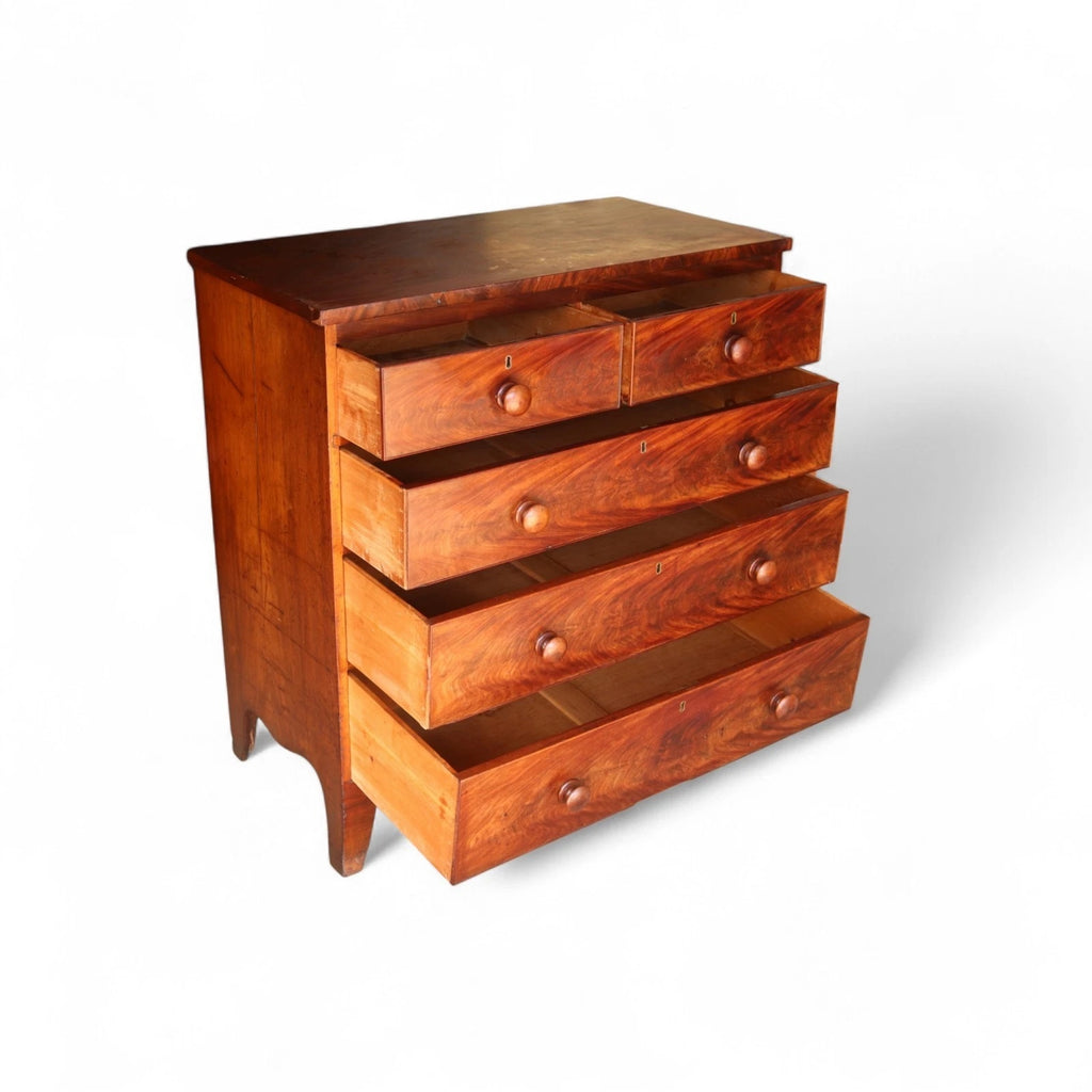 Antique Victorian Mahogany Chest Of Drawers - 2 Over 3 Drawer
