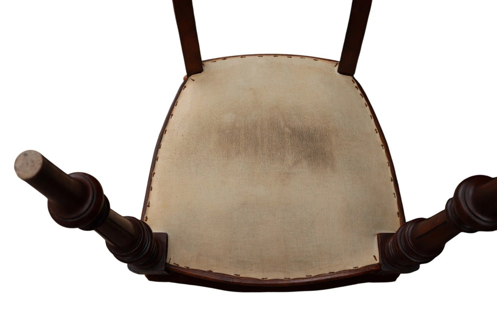 Antique Set of 4 Victorian Mahogany Open Back Carved Dining Chairs - Circa 1870