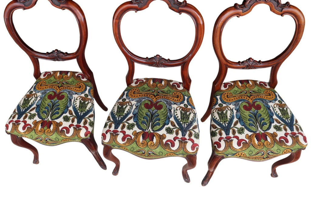 Set of 6 Antique Victorian Mahogany Balloon Back Dining Chairs Cabriole Legs