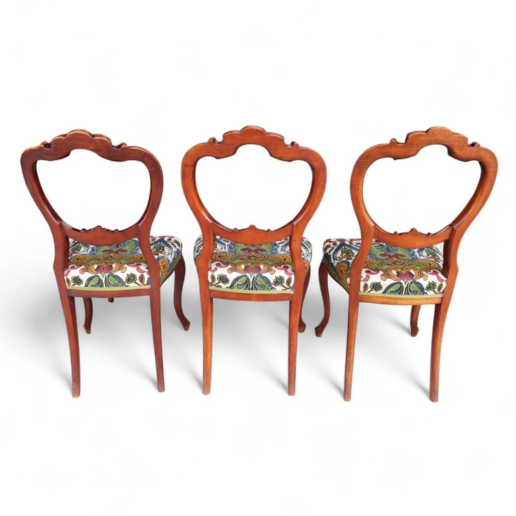 Set of 6 Antique Victorian Mahogany Balloon Back Dining Chairs Cabriole Legs