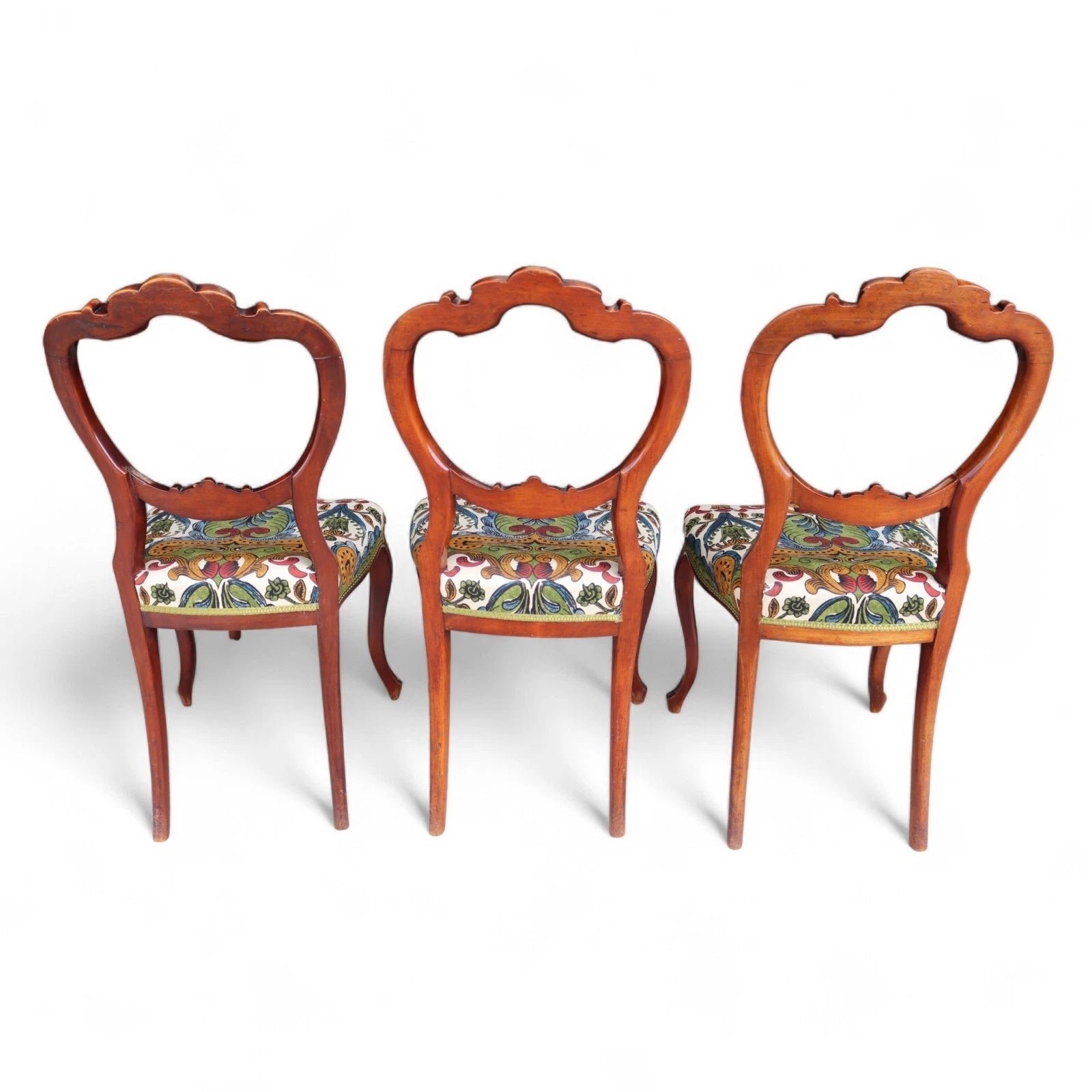 Set of 6 Antique Victorian Mahogany Balloon Back Dining Chairs Cabriole Legs