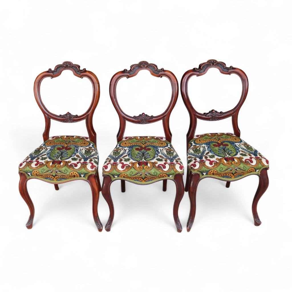 Set of 6 Antique Victorian Mahogany Balloon Back Dining Chairs Cabriole Legs